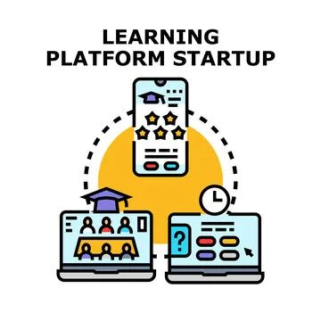 Online learning platform startup creating education technology Stock Illustration
