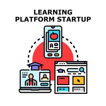 Online learning platform startup developing digital education technology Stock Illustration