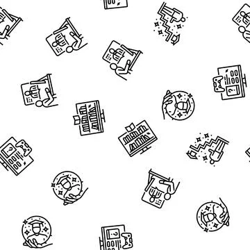 Online learning platform web seamless pattern vector Illustrazione stock