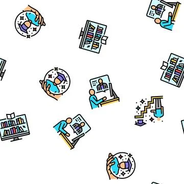 Online learning platform web seamless pattern vector 스톡 일러스트