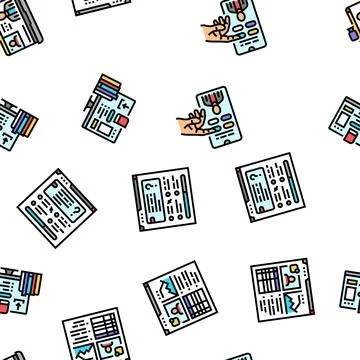 Online learning platform web seamless pattern vector Illustrazione stock