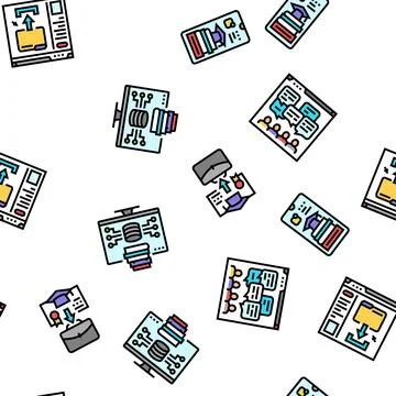 Online learning platform web seamless pattern vector Illustrazione stock