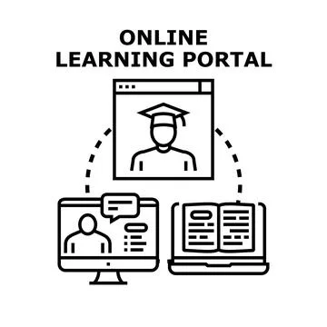 Online learning portal developing education technology concept Stock Illustration