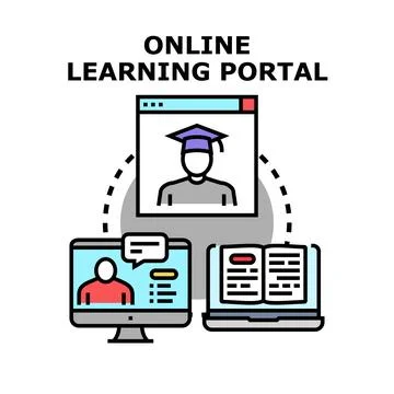 Online learning portal developing education technology concept Stock Illustration