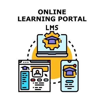 Online learning portal lms system concept illustration 스톡 일러스트
