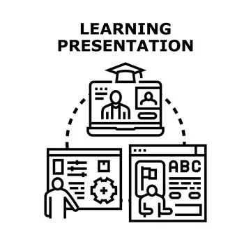 Online learning presentation concept with digital content Stock Illustration