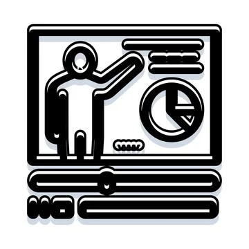 Online learning presentation with teacher and analytics Stock Illustration
