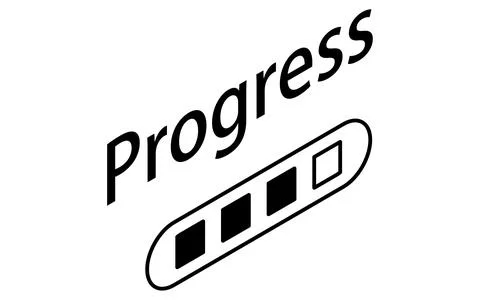 Online learning progress bar with status isometric simple line icon, black .. Illustrazione stock