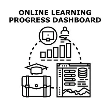 Online learning progress dashboard displaying student educational data 스톡 일러스트
