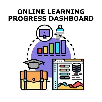 Online learning progress dashboard displaying student educational data Stock Illustration
