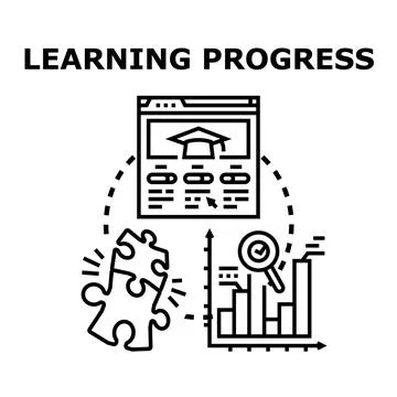 Online learning progress tracking analyzing educational development Stock Illustration