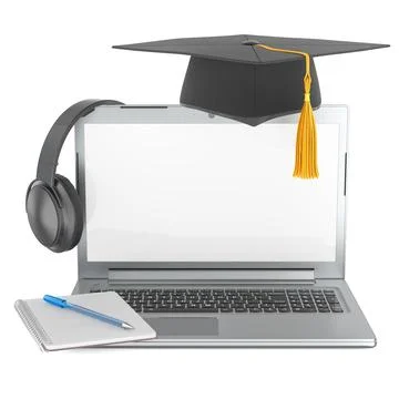 Online learning, remote education concept. 3D Rendering 库存插图