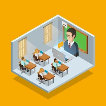 Online Learning Room Concept Stock Illustration