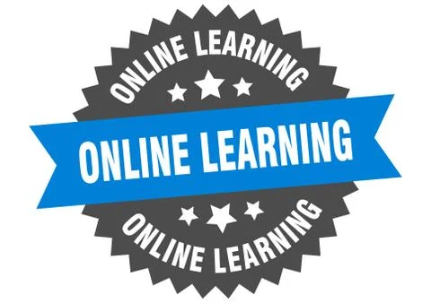 Online learning round isolated ribbon label. online learning sign Stockillustratie