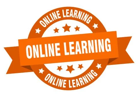 Online learning round ribbon isolated label. online learning sign Stockillustratie