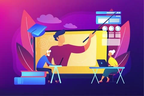 Online learning for seniors concept vector illustration Stock Illustration