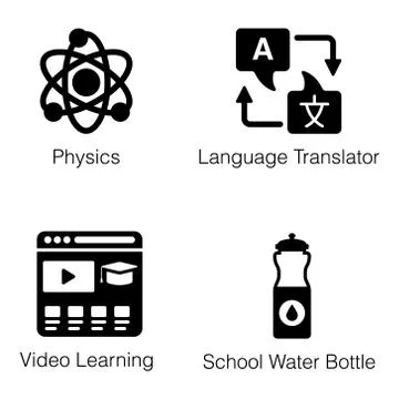 Online Learning Solid Icons Pack Stock Illustration