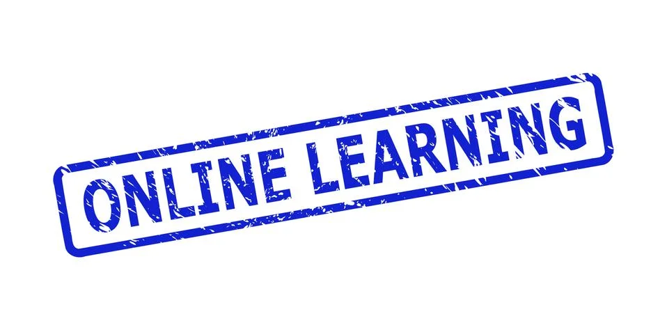 ONLINE LEARNING Stamp with Corroded Texture and Rounded Rect Frame Illustrazione stock