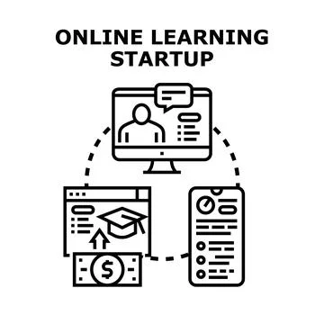 Online learning startup business model concept illustrating digital education 스톡 일러스트