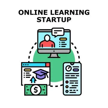 Online learning startup business model concept illustrating digital education イラスト素材