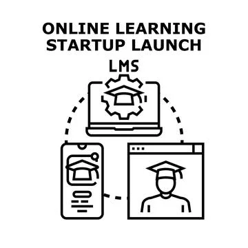 Online learning startup launching system development Stock Illustration