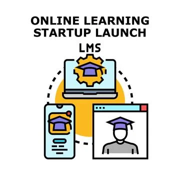 Online learning startup launching system development Stock Illustration