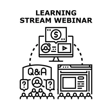 Online learning streaming webinar concept vector illustration 库存插图