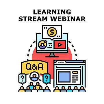 Online learning streaming webinar concept vector illustration 库存插图