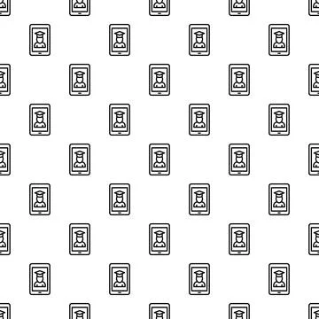 Online learning student on smartphone seamless pattern Stock Illustration