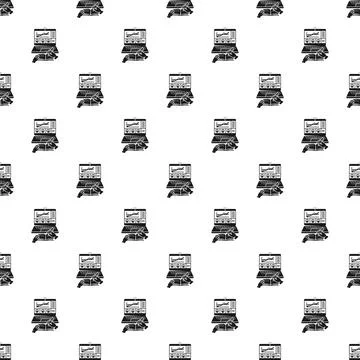 Online learning student working on laptop pattern Stock Illustration