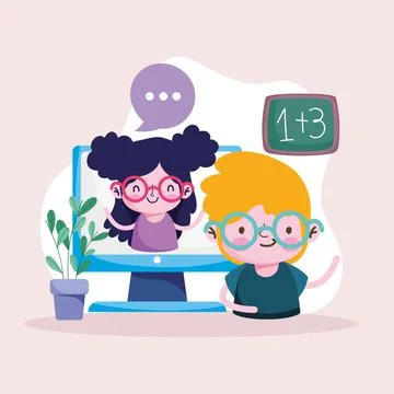 Online learning students Stock Illustration