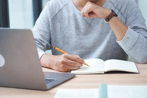Online Learning Study Notes For Education Homework And Research Stock Photos