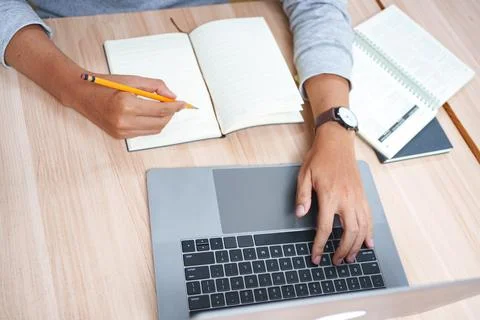 Online Learning Study Notes For Education Homework And Research Stock Photos