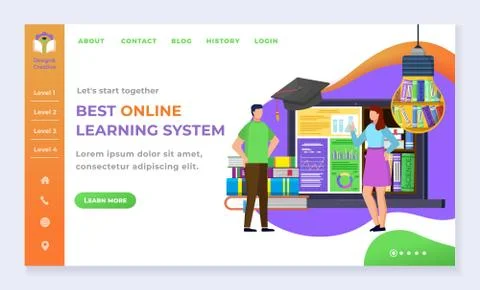 Online Learning System, Education and Knowledge Stock Illustration