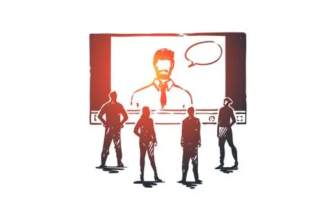 Online, learning, system, web, training concept. Hand drawn isolated vector. イラスト素材