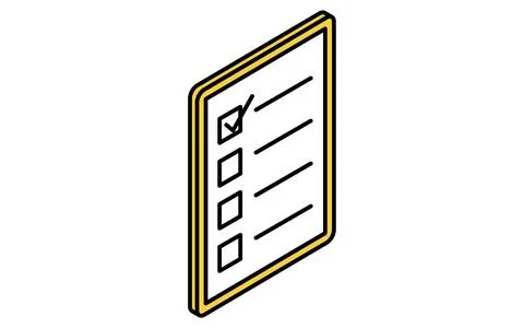 Online learning tablet with checklist isometric simple line icon Stock Illustration