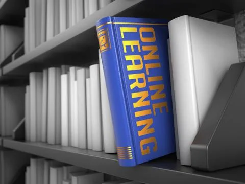 Online Learning - Title of Blue Book. Stock Illustration
