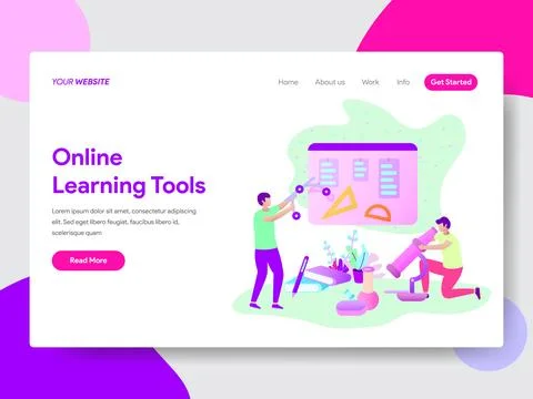 Online Learning Tools Illustration Concept For Web Pages Illustrazione stock