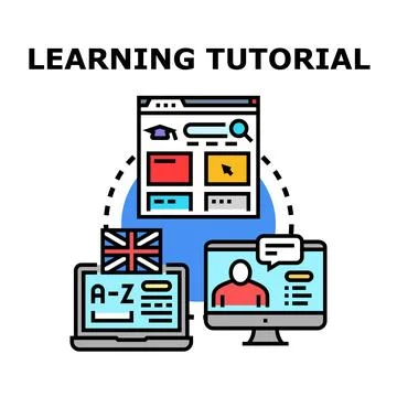 Online learning tutorial concept for internet education Stock Illustration