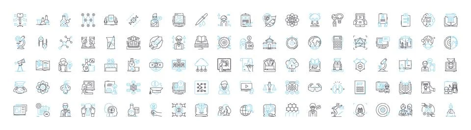 Online learning vector line icons set. eLearning, virtual, remote, digital Illustrazione stock
