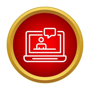 Online learning video conference communication icon on laptop 스톡 일러스트