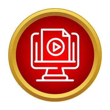 Online learning video file playing on monitor screen Stockillustratie