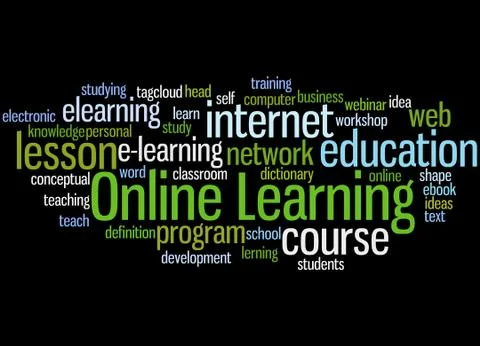 Online Learning, word cloud concept Stock Illustration