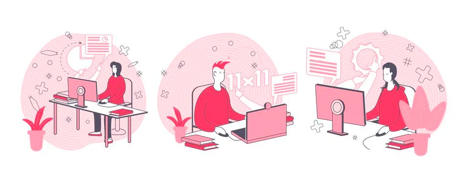 Online learning for young students Stock Illustration