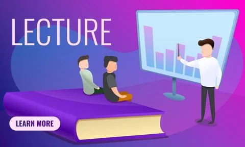 Online lecture concept banner, cartoon style Stock Illustration