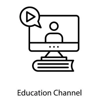 Online lecture line icon vector イラスト素材