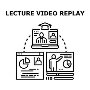 Online lecture video replay learning concept 스톡 일러스트