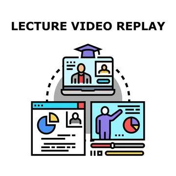 Online lecture video replay learning concept 스톡 일러스트