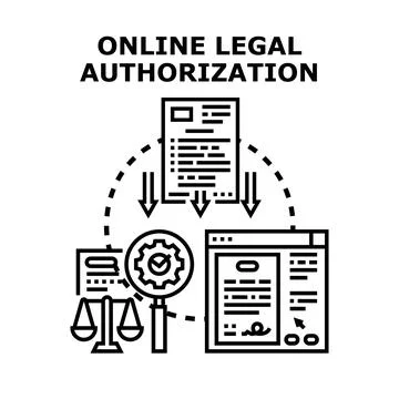 Online legal authorization process for digital documentation 스톡 일러스트