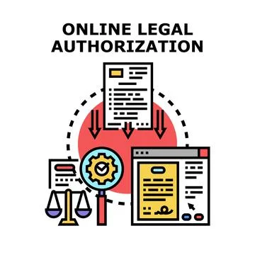Online legal authorization process for digital documentation 스톡 일러스트